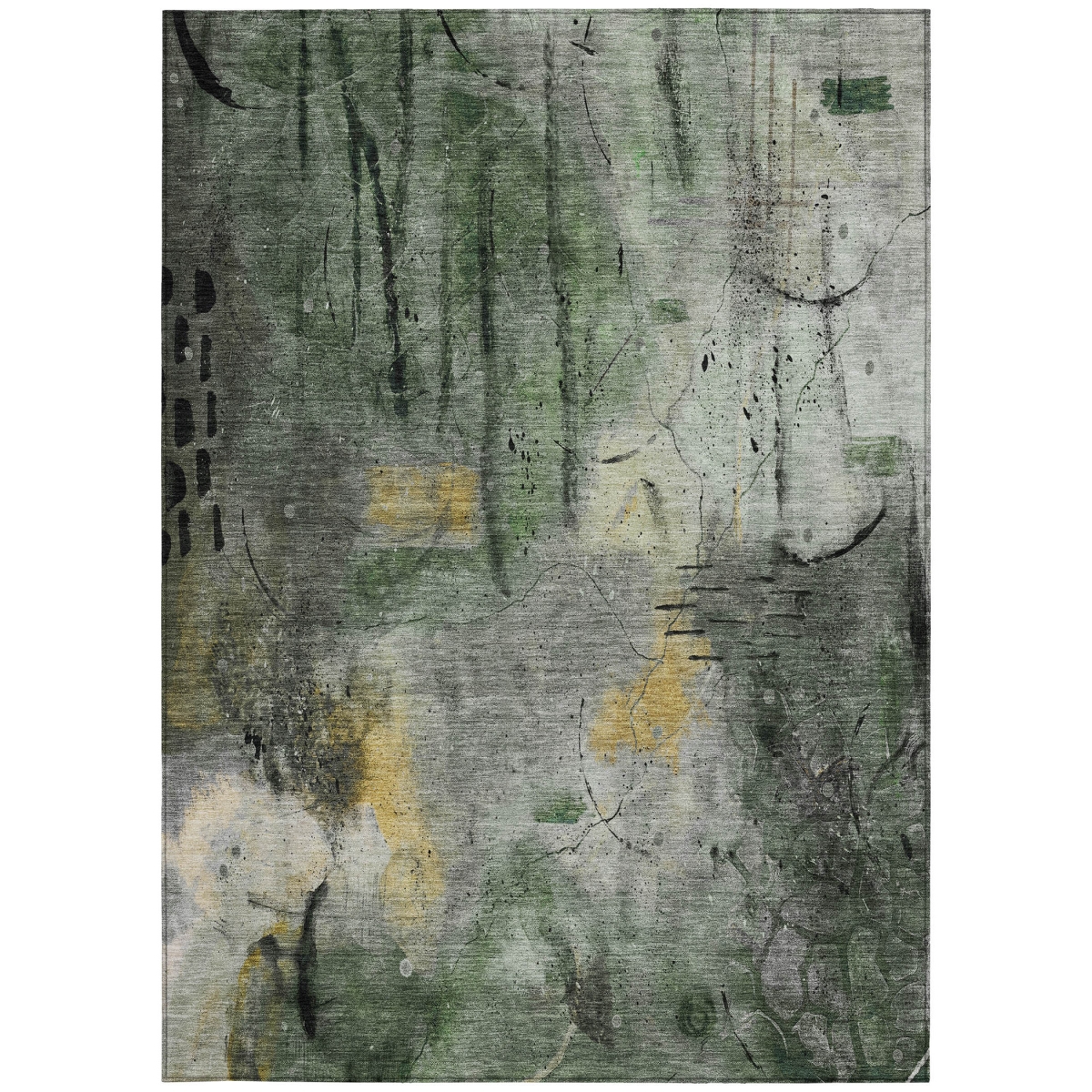 629736 10 x 14 ft. Pewter & Gold Abstract Washable Transitional Indoor & Outdoor Rectangle Area Rug