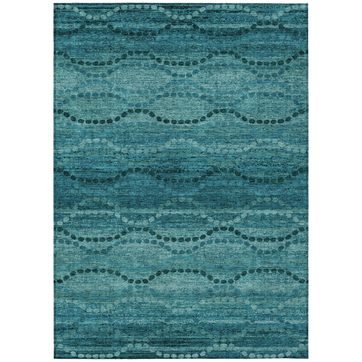 629719 3 x 5 ft. Turquoise & Aqua Ogee Washable Transitional Indoor & Outdoor Rectangle Area Rug