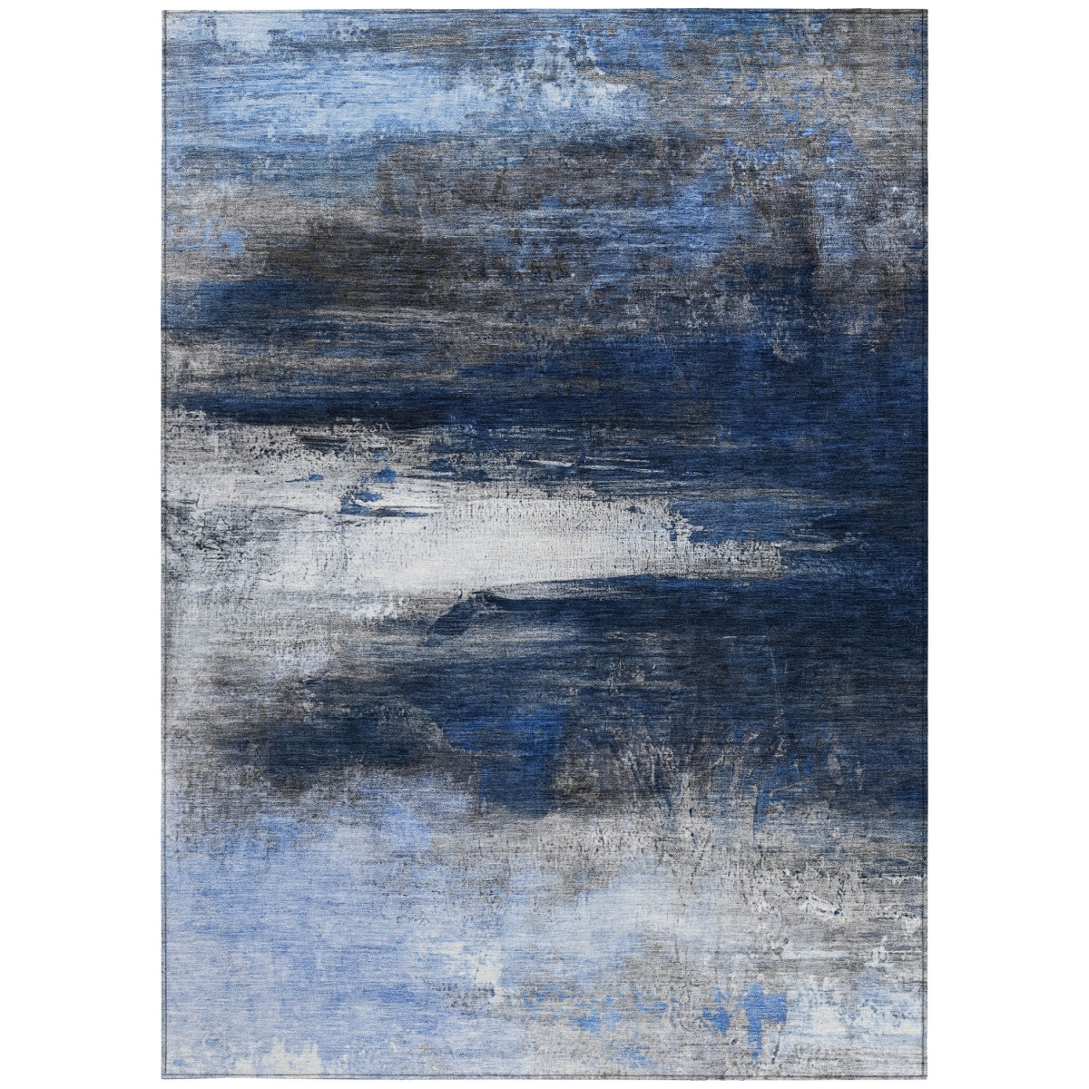 629219 9 x 12 ft. Navy Blue Charcoal & Ivory Abstract Washable Transitional Indoor & Outdoor Rectangle Area Rug