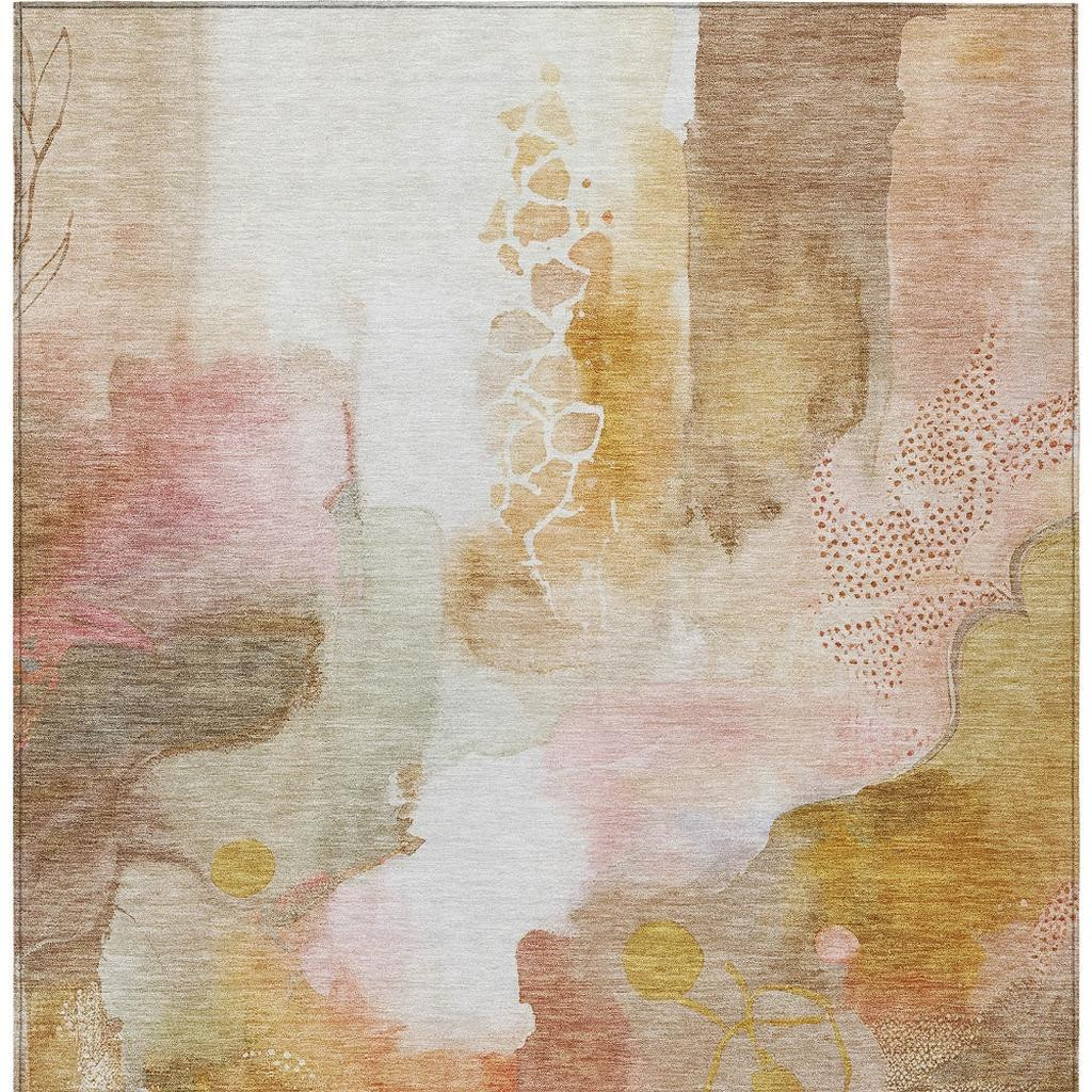 629309 9 x 12 ft. Mauve Copper & Ivory Abstract Washable Transitional Indoor & Outdoor Rectangle Area Rug