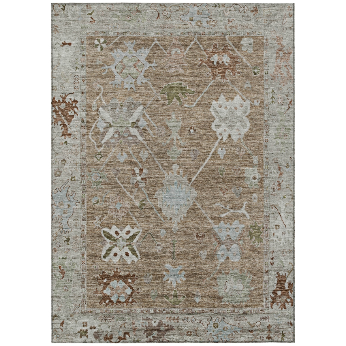 629477 9 x 12 ft. Brown & Gray Tribal Washable Traditional Indoor & Outdoor Rectangle Area Rug
