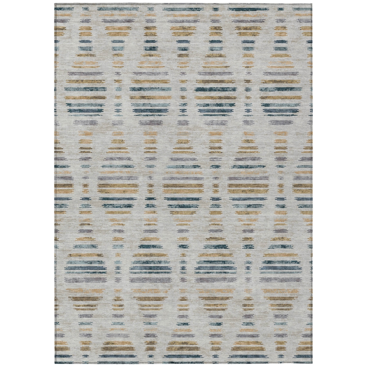 629557 3 x 5 ft. Linen & Navy Blue Striped Washable Transitional Indoor & Outdoor Rectangle Area Rug