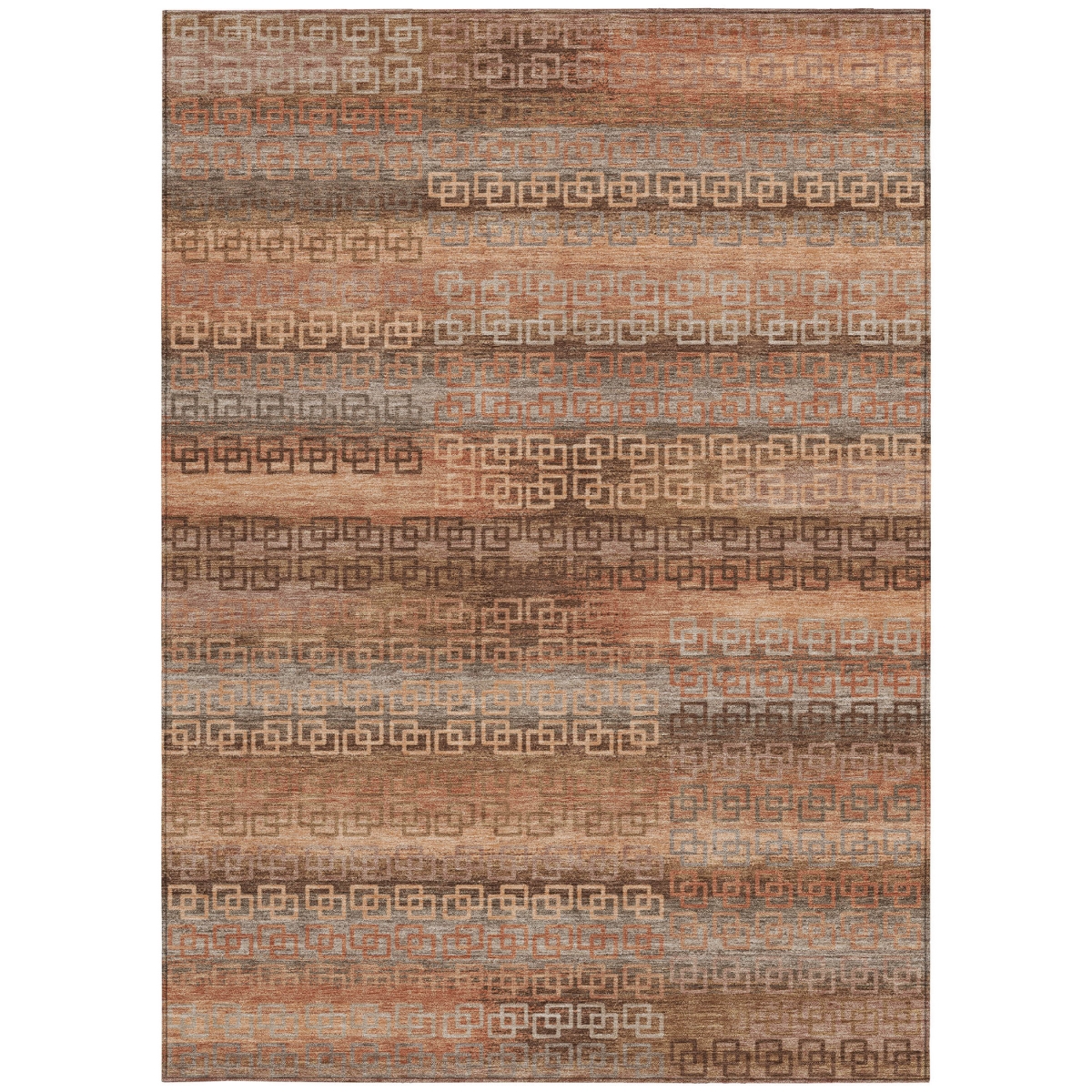 629609 9 x 12 ft. Copper & Peach Striped Washable Transitional Indoor & Outdoor Rectangle Area Rug