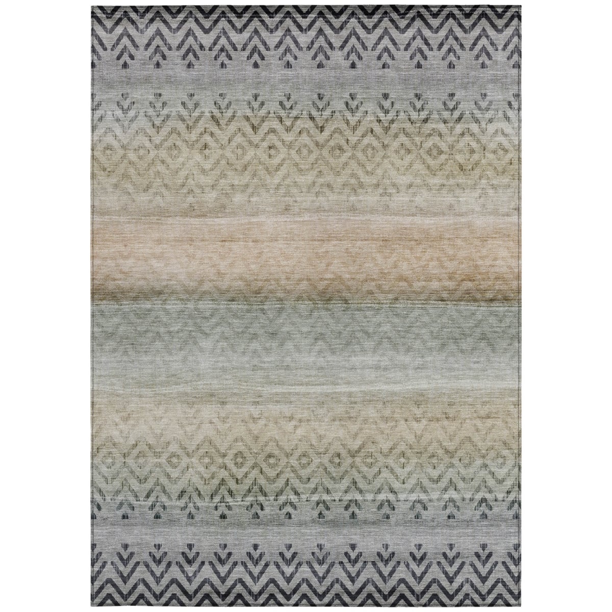 630050 10 x 14 ft. Gray & Copper Geometric Washable Transitional Indoor & Outdoor Rectangle Area Rug