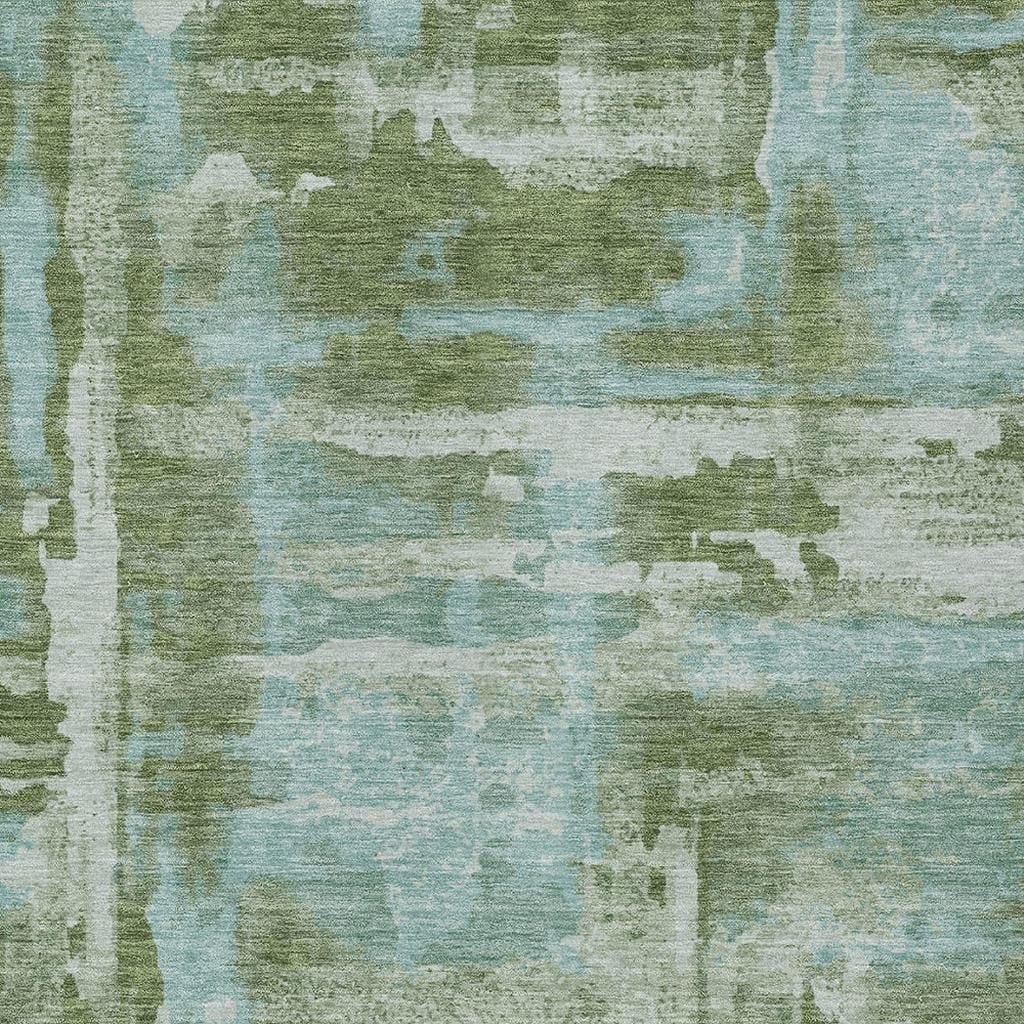 629162 5 x 8 ft. Fern Green & Sky Blue Abstract Washable Transitional Indoor & Outdoor Rectangle Area Rug