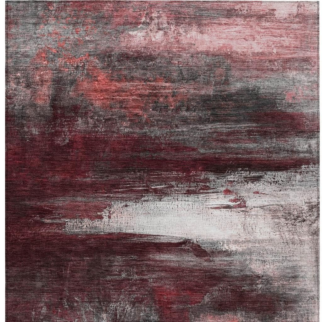 629214 10 x 14 ft. Merlot Charcoal & Ivory Abstract Washable Transitional Indoor & Outdoor Rectangle Area Rug