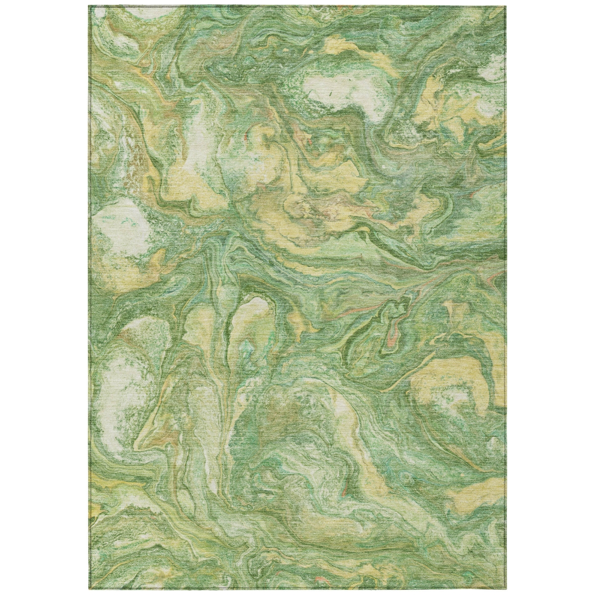 629236 8 x 10 ft. Green & Gold Abstract Washable Transitional Indoor & Outdoor Rectangle Area Rug
