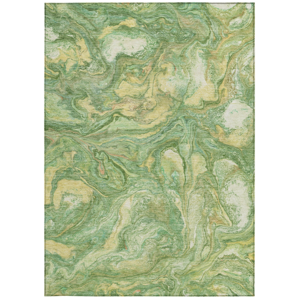 629237 9 x 12 ft. Green & Gold Abstract Washable Transitional Indoor & Outdoor Rectangle Area Rug