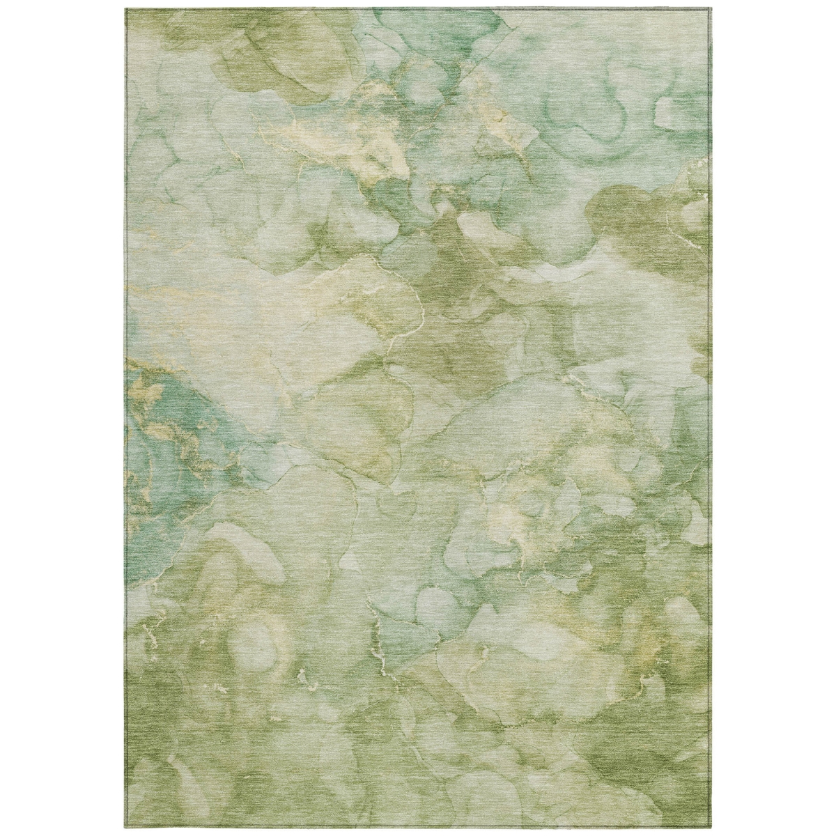 629258 5 x 8 ft. Artichoke Green & Beige Abstract Washable Transitional Indoor & Outdoor Rectangle Area Rug
