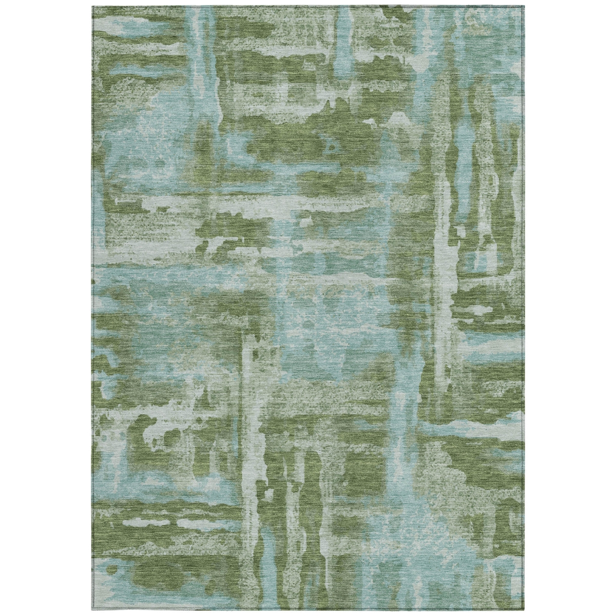 629166 10 x 14 ft. Fern Green & Sky Blue Abstract Washable Transitional Indoor & Outdoor Rectangle Area Rug