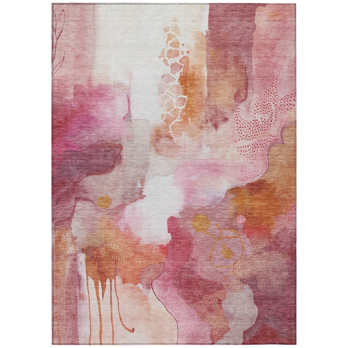 629312 5 x 8 ft. Pink Copper & Ivory Abstract Washable Transitional Indoor & Outdoor Rectangle Area Rug