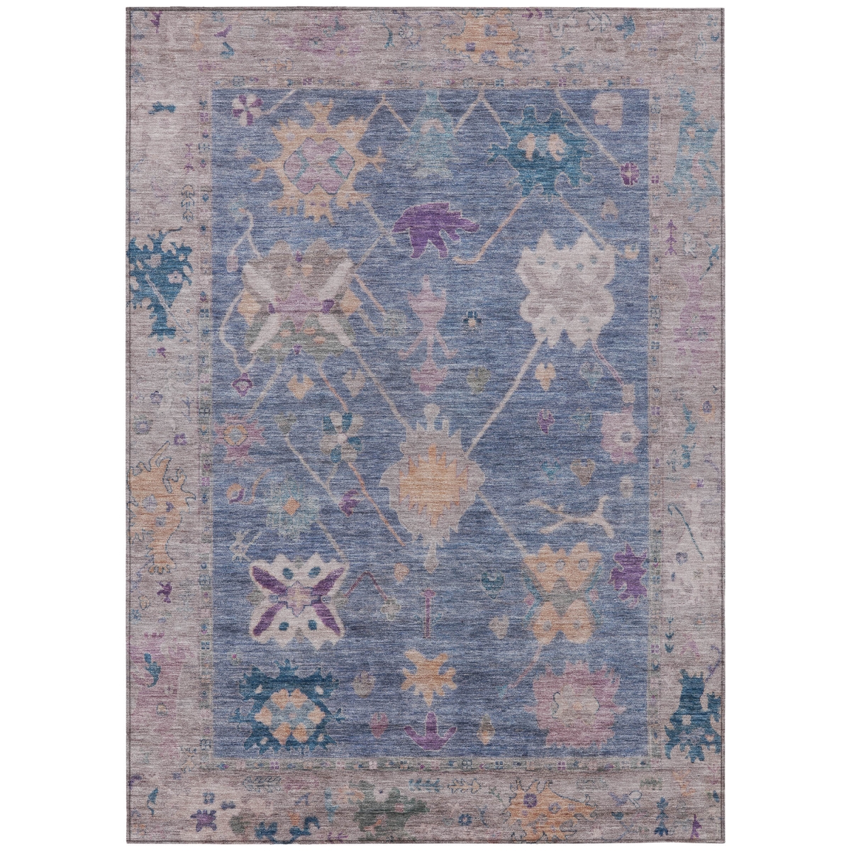 629483 9 x 12 ft. Blue & Purple Tribal Washable Traditional Indoor & Outdoor Rectangle Area Rug