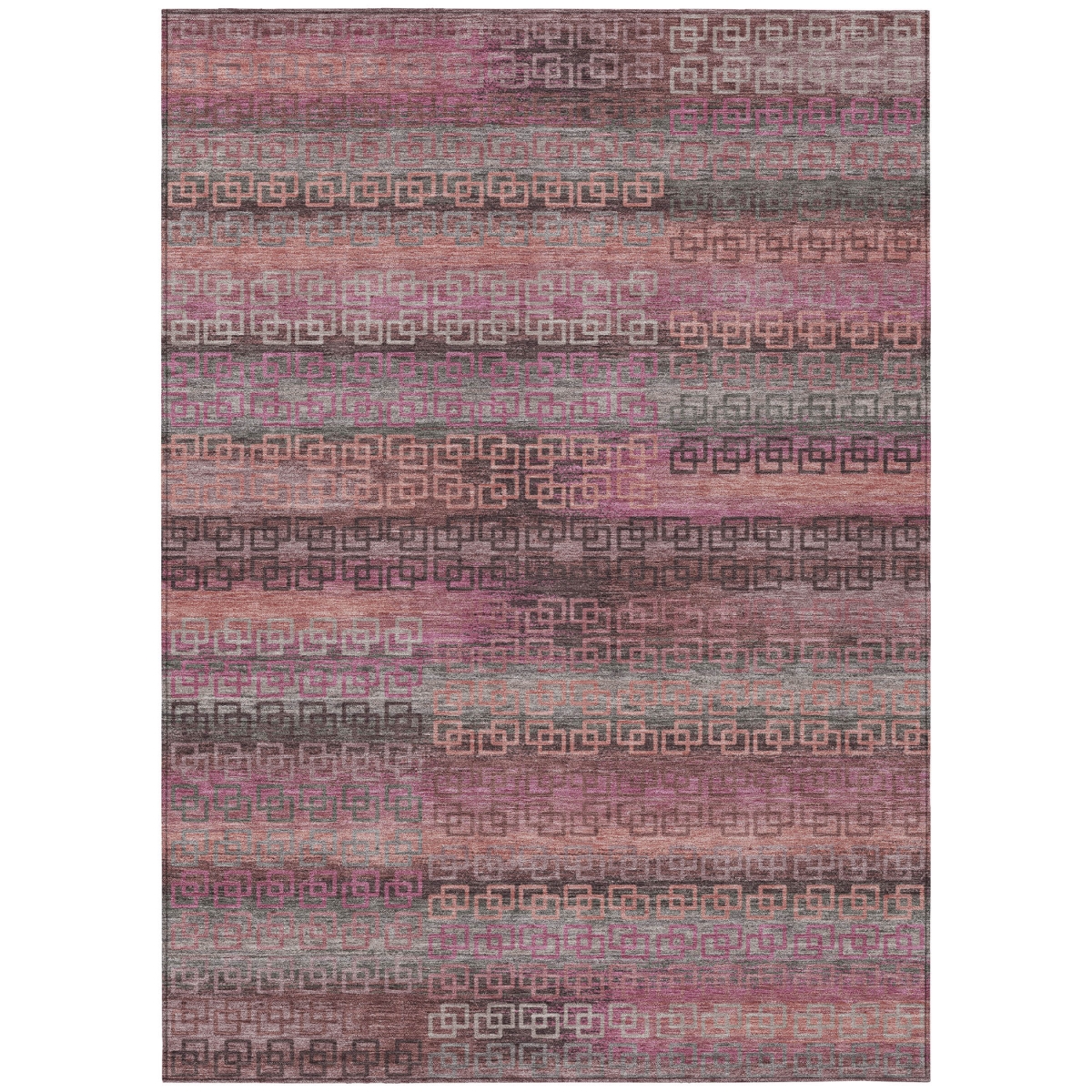 629611 3 x 5 ft. Pink & Gray Striped Washable Transitional Indoor & Outdoor Rectangle Area Rug
