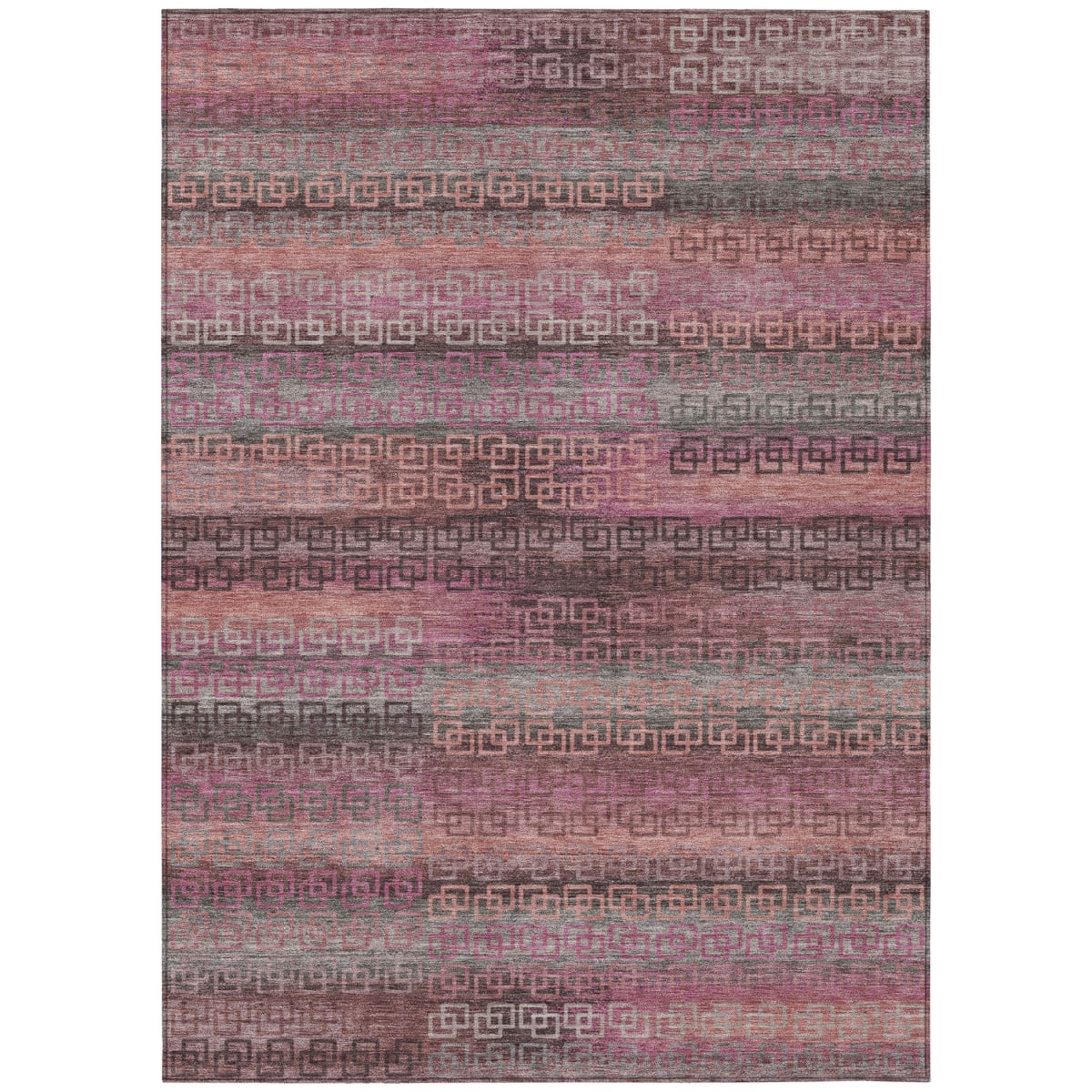 629614 8 x 10 ft. Pink & Gray Striped Washable Transitional Indoor & Outdoor Rectangle Area Rug