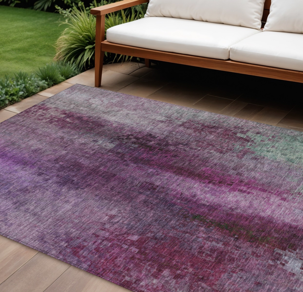 639933 9 x 12 ft. Purple & Plum Abstract Washable Transitional Indoor & Outdoor Rectangle Area Rug