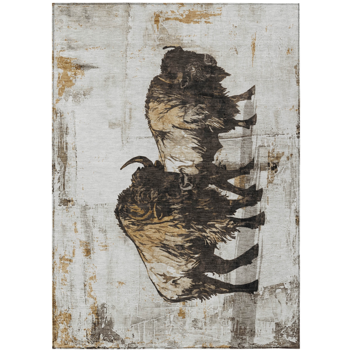 640093 10 x 14 ft. Beige, Ivory & Charcoal Animal Print Washable Transitional Indoor & Outdoor Rectangle Area Rug