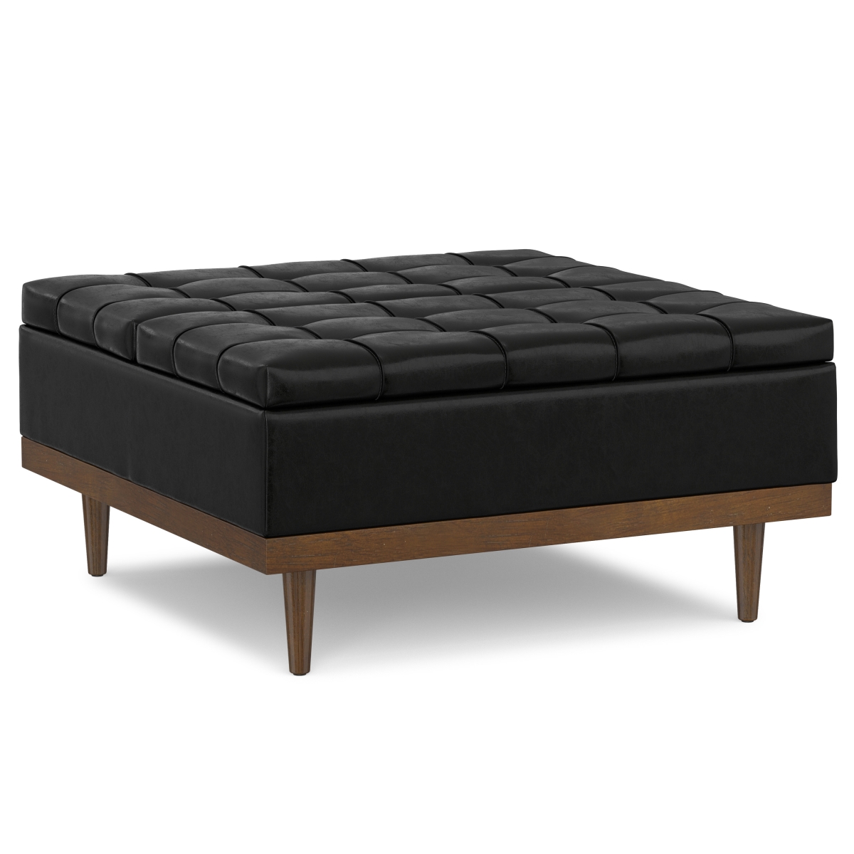 640207 18 x 36 x 36 in. Walnut & Black Upholstery Storage Ottoman