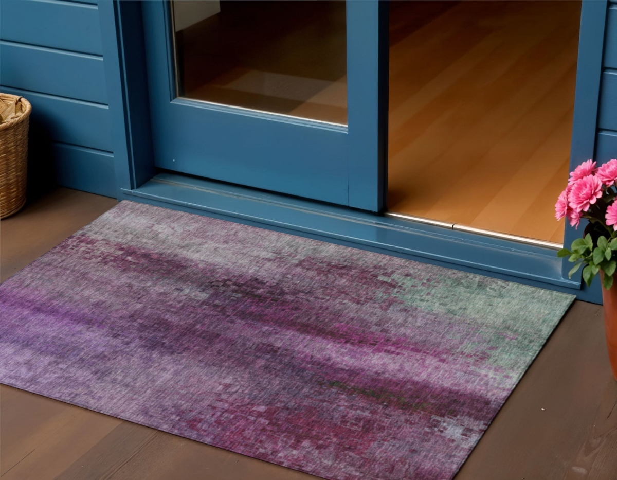 639929 3 x 5 ft. Purple & Plum Abstract Washable Transitional Indoor & Outdoor Rectangle Area Rug