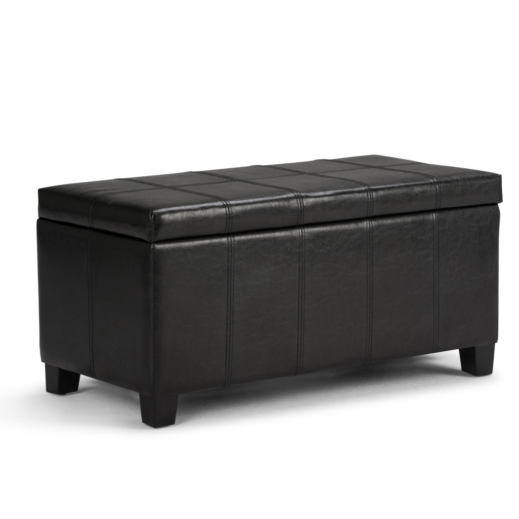 640136 36 in. Dark Brown & Black Upholstery Storage Ottoman