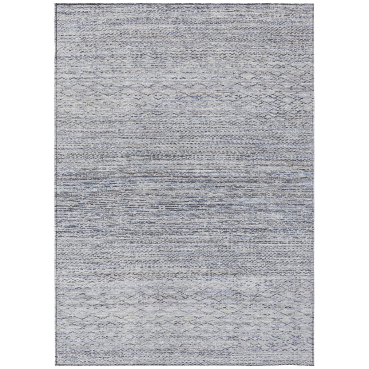 637209 8 x 10 ft. Sky Blue & Ivory Striped Washable Transitional Indoor & Outdoor Rectangle Area Rug