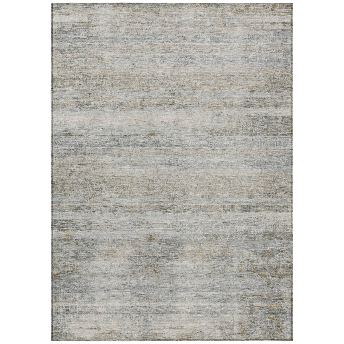 637306 9 x 12 ft. Granite Gray & Silver Striped Washable Transitional Indoor & Outdoor Rectangle Area Rug
