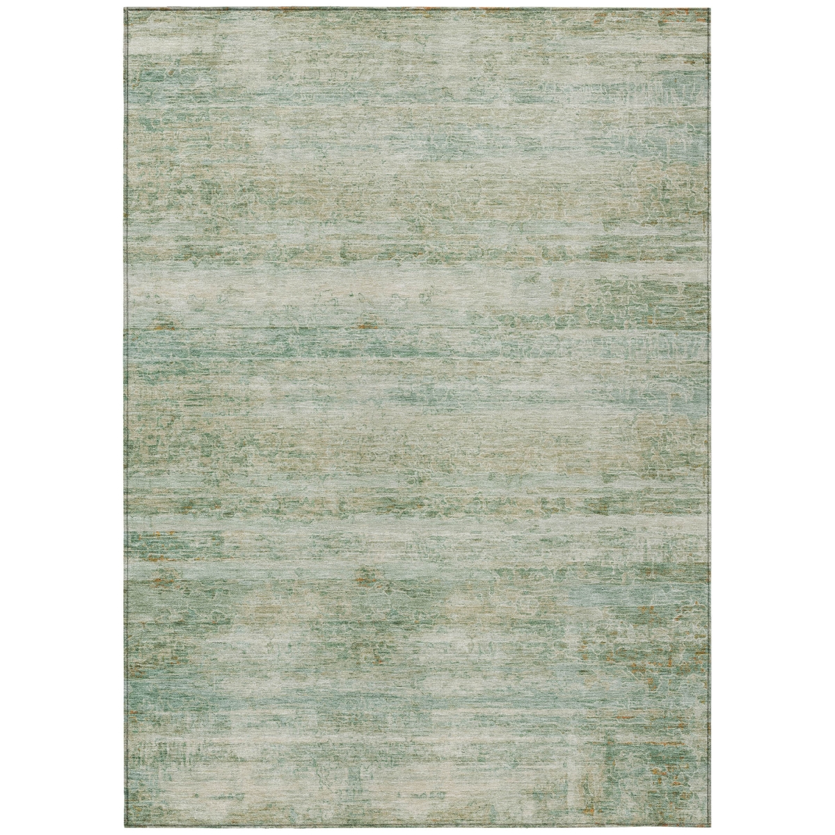 637309 5 x 8 ft. Green & Ivory Striped Washable Transitional Indoor & Outdoor Rectangle Area Rug