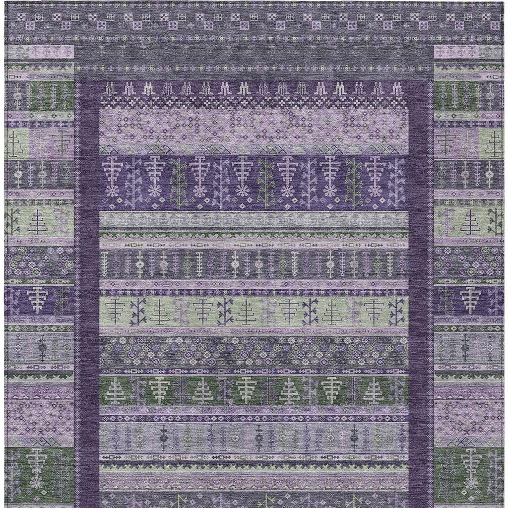 637463 10 x 14 ft. Purple Green & Lavender Striped Washable Transitional Indoor & Outdoor Rectangle Area Rug