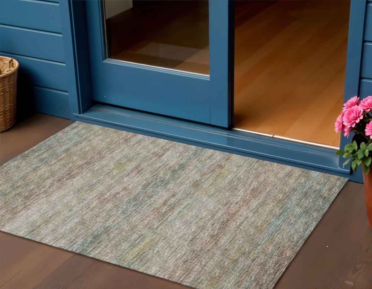 642374 3 x 5 ft. Rainbow & Ivory Abstract Washable Transitional Indoor & Outdoor Rectangle Area Rug