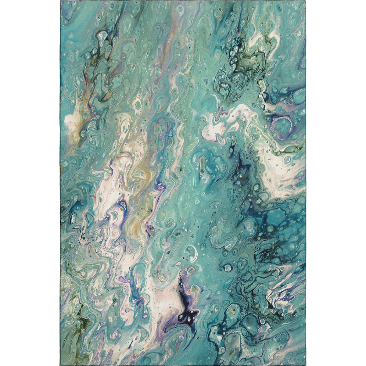 642822 9 x 12 ft. Aqua & Ivory Abstract Washable Contemporary Indoor & Outdoor Rectangle Area Rug