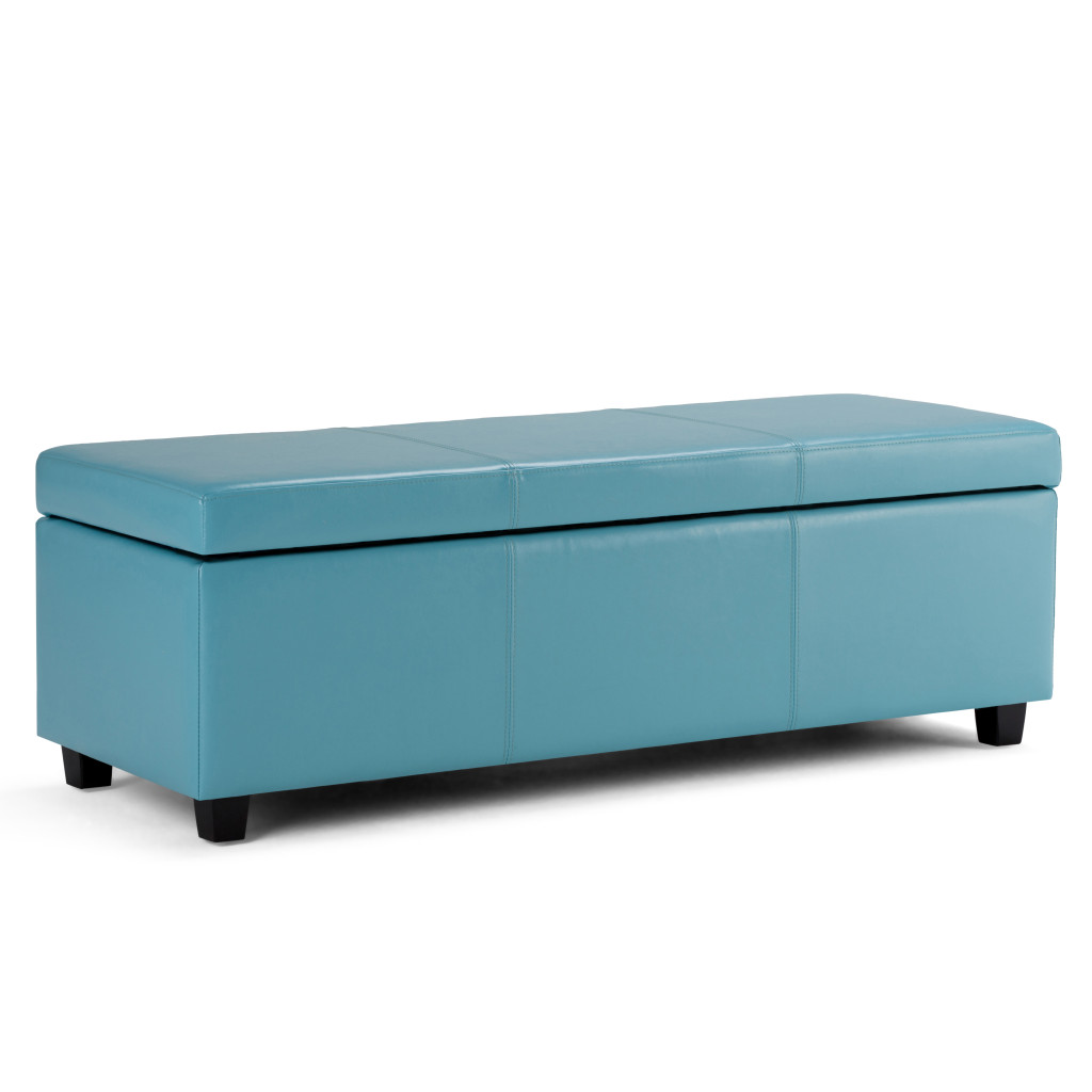 640157 16.10 x 48.40 x 18.10 in. Dark Brown & Blue Upholstery Storage Ottoman