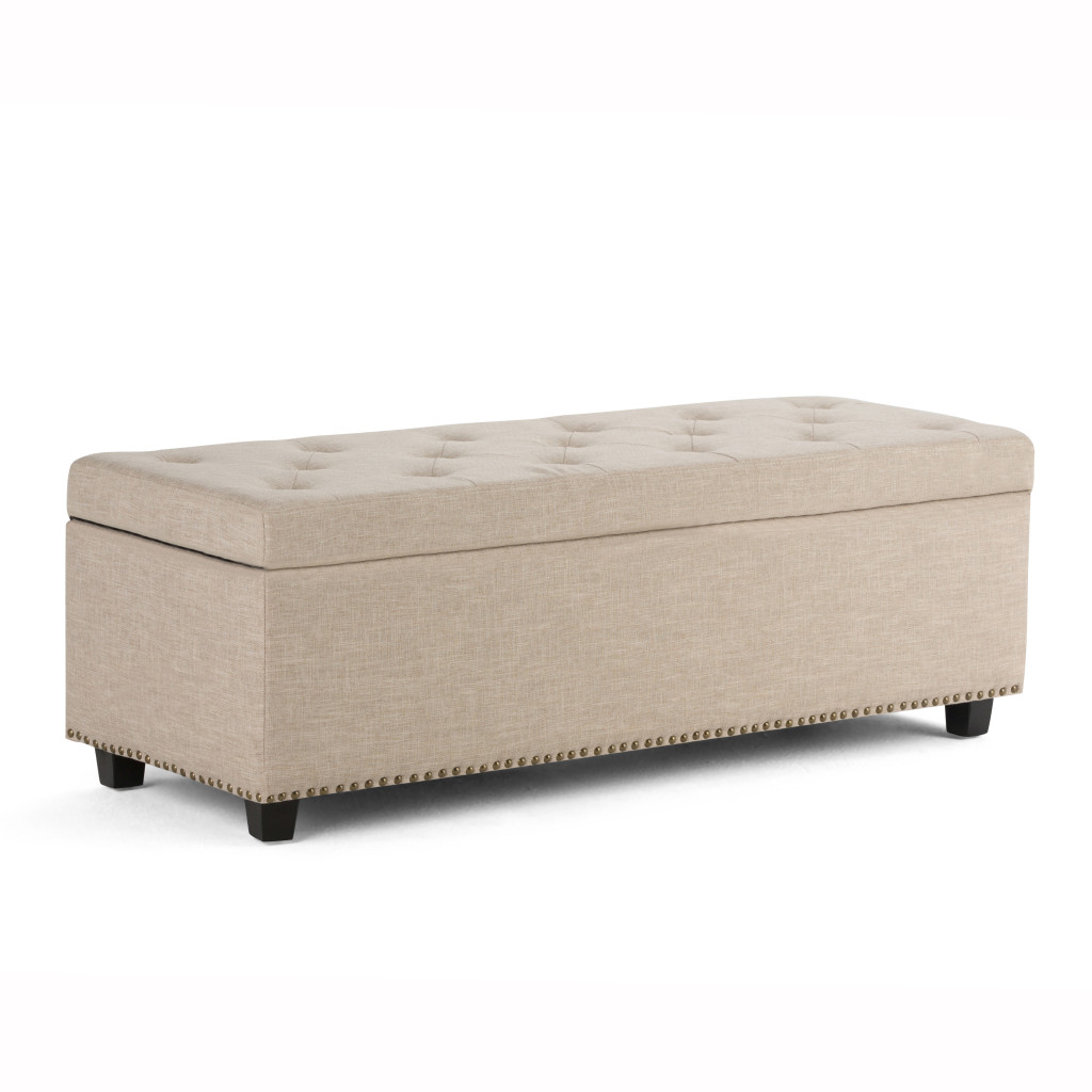 640239 16.30 x 47.60 x 17.30 in. Dark Brown & Natural Upholstery Storage Ottoman