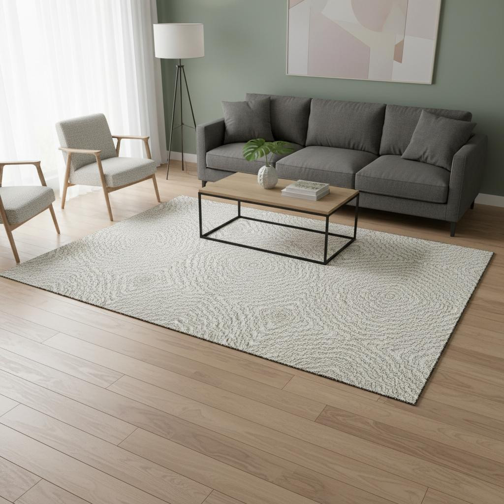 644001 5 x 8 ft. Linen & Ivory Geometric Washable Machine Made Rectangle Area Rug with UV Protection