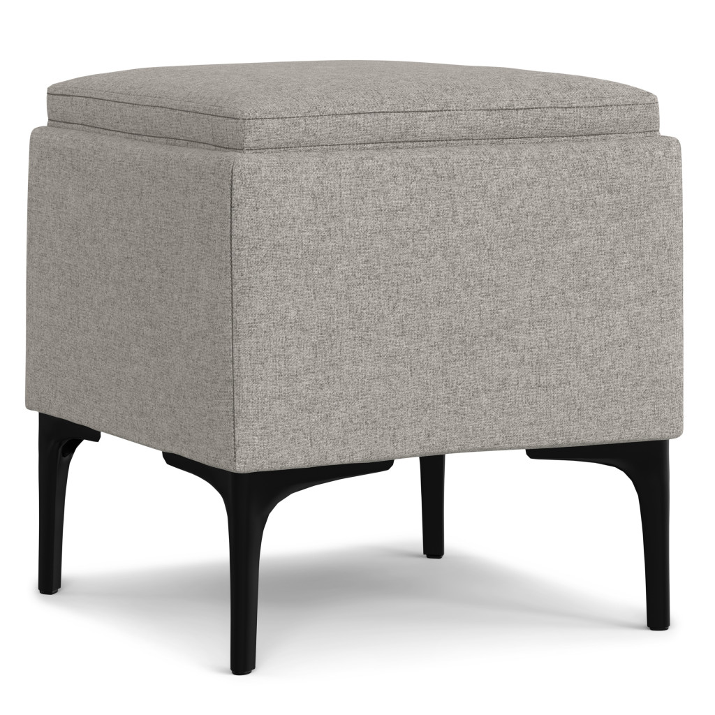 640268 18 x 18 x 18 in. Black & Cloud Upholstery Storage Ottoman