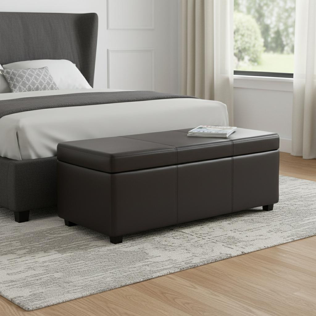 640258 44 in. Dark Brown & Brown Upholstery Storage Ottoman