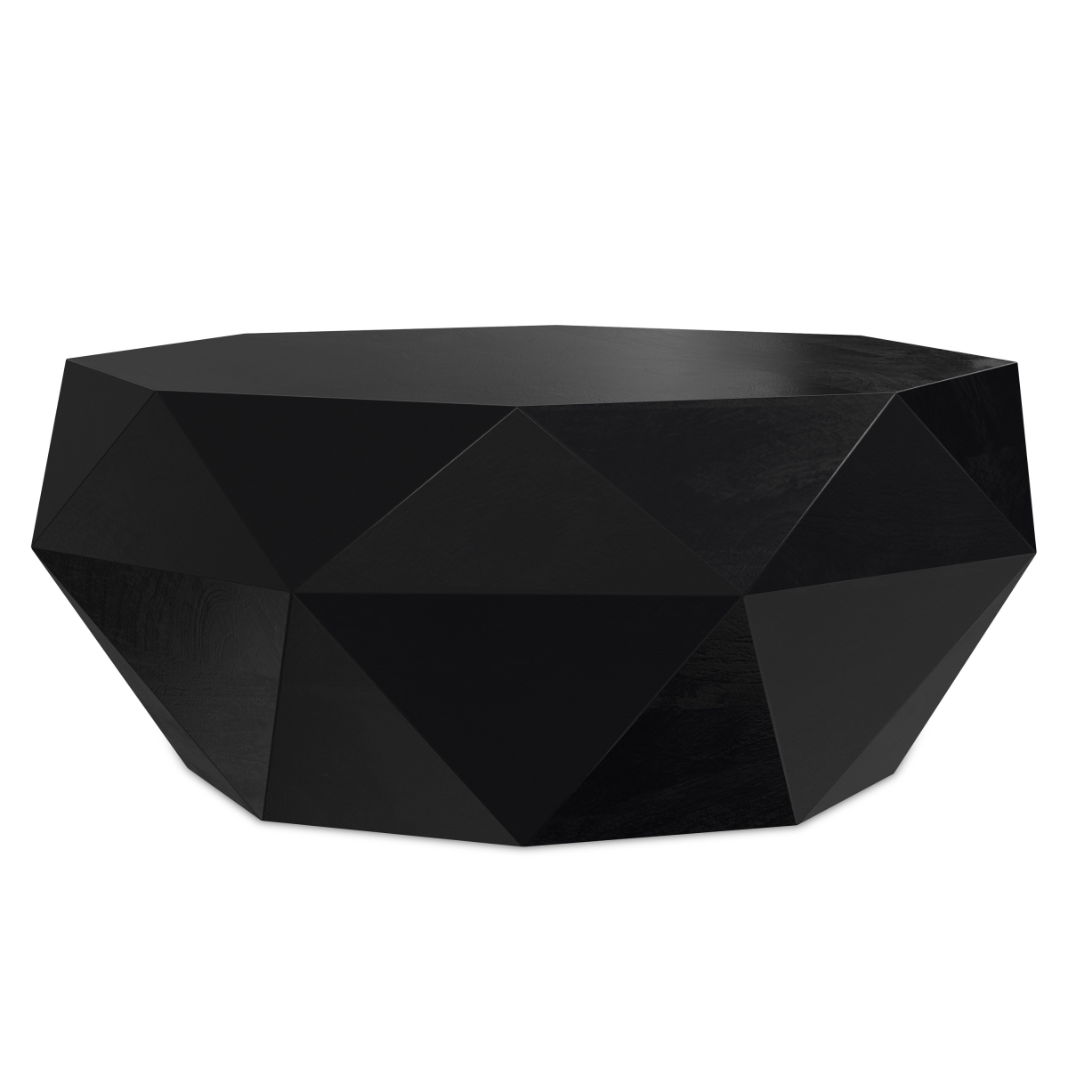 640334 15 x 35 x 35 in. Black Solid Wood Free Form Solid Coffee Table