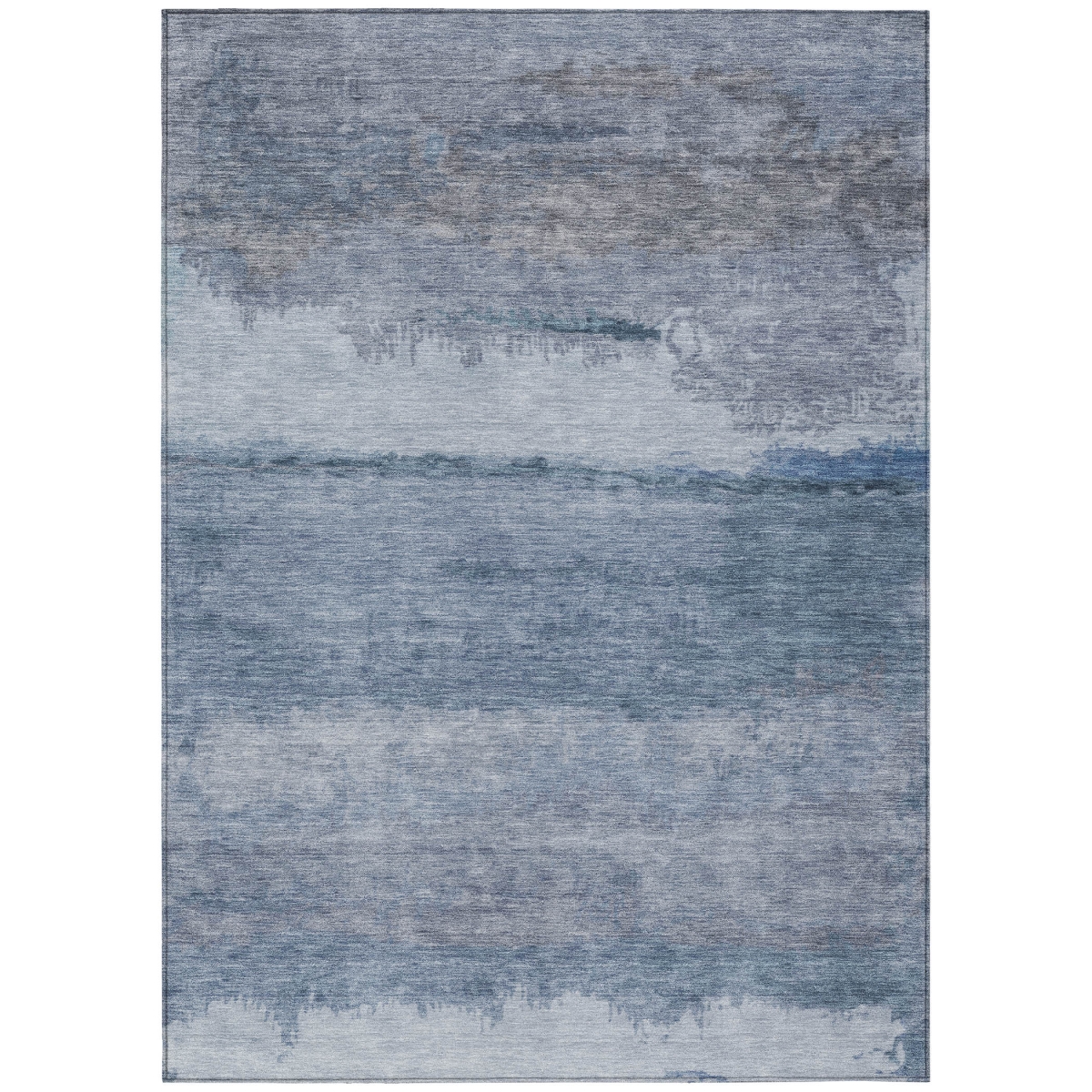 637371 8 x 10 ft. Blue, Gray & Sky Blue Abstract Washable Transitional Indoor & Outdoor Rectangle Area Rug