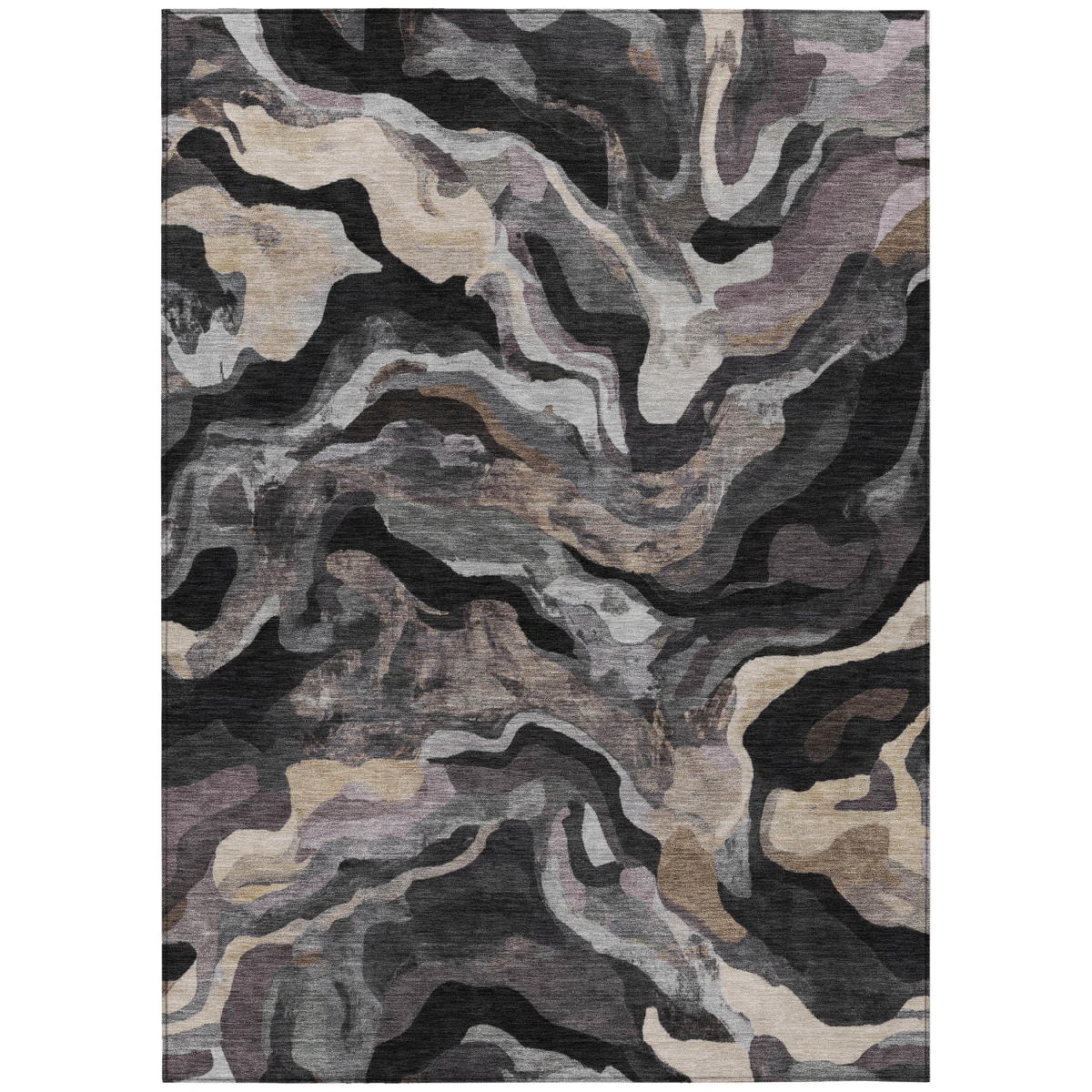 637513 5 x 8 ft. Granite Gray Silver & Beige Abstract Washable Transitional Indoor & Outdoor Rectangle Area Rug