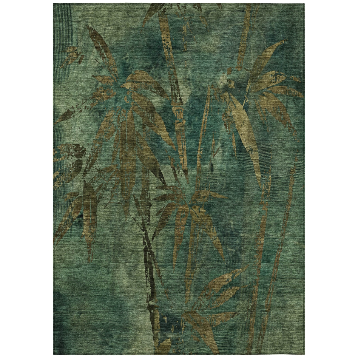639204 5 x 8 ft. Green & Brown Botanical Leaves Washable Transitional Indoor & Outdoor Rectangle Area Rug