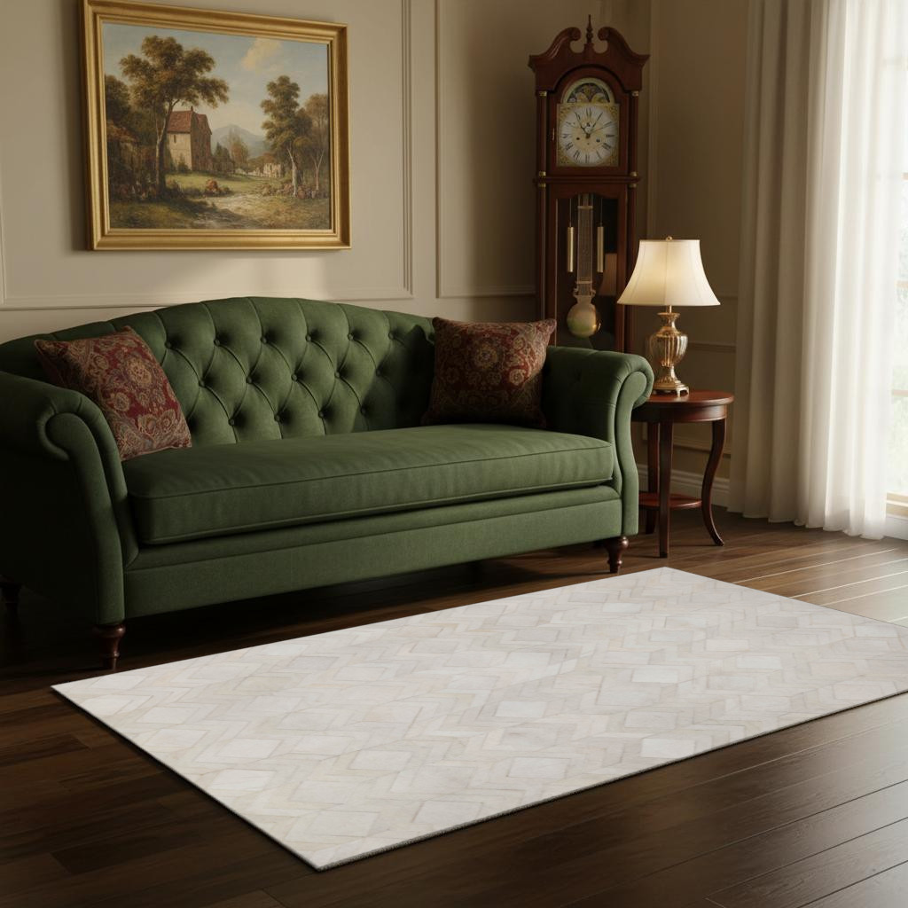 644678 5 x 8 ft. Ivory & Gray Geometric Lodge Washable Machine Made Rectangle Area Rug with UV Protection