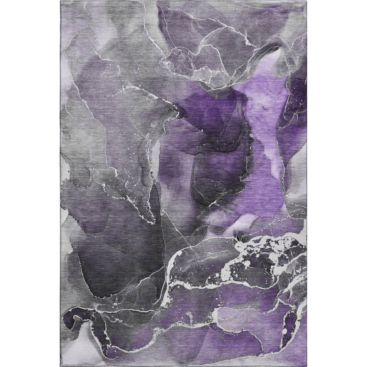 646694 5 x 8 ft. Purple & Charcoal Abstract Washable Machine Made Rectangle Area Rug with UV Protection