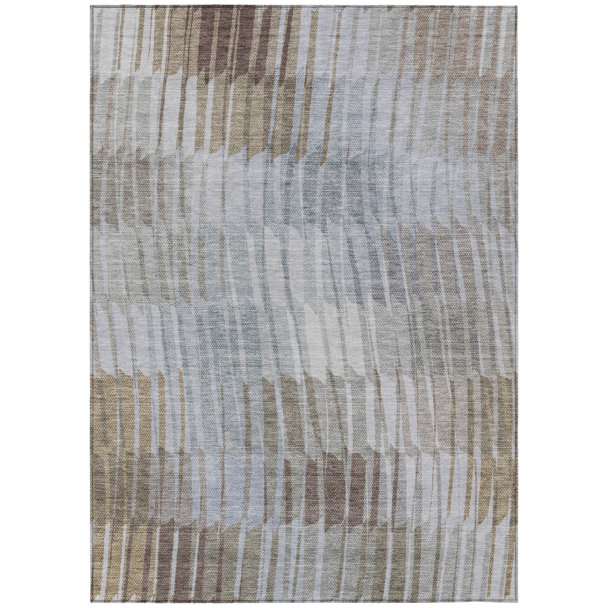 641469 10 x 14 ft. Taupe & Ivory Striped Washable Transitional Indoor & Outdoor Rectangle Area Rug