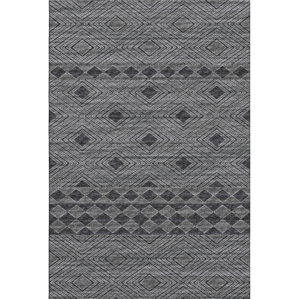 644772 10 x 14 ft. Gray & Black Geometric Transitional Washable Machine Made Rectangle Area Rug with UV Protection