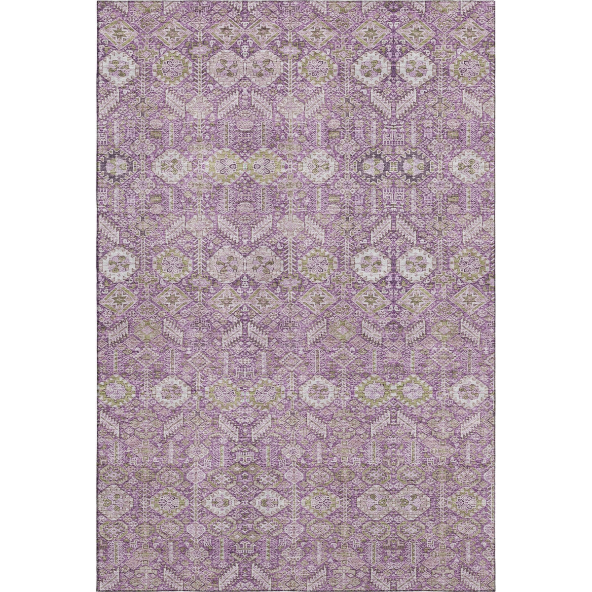 649880 8 x 10 ft. Lavender & Ivory Tribal Transitional Washable Machine Made Rectangle Area Rug with UV Protection