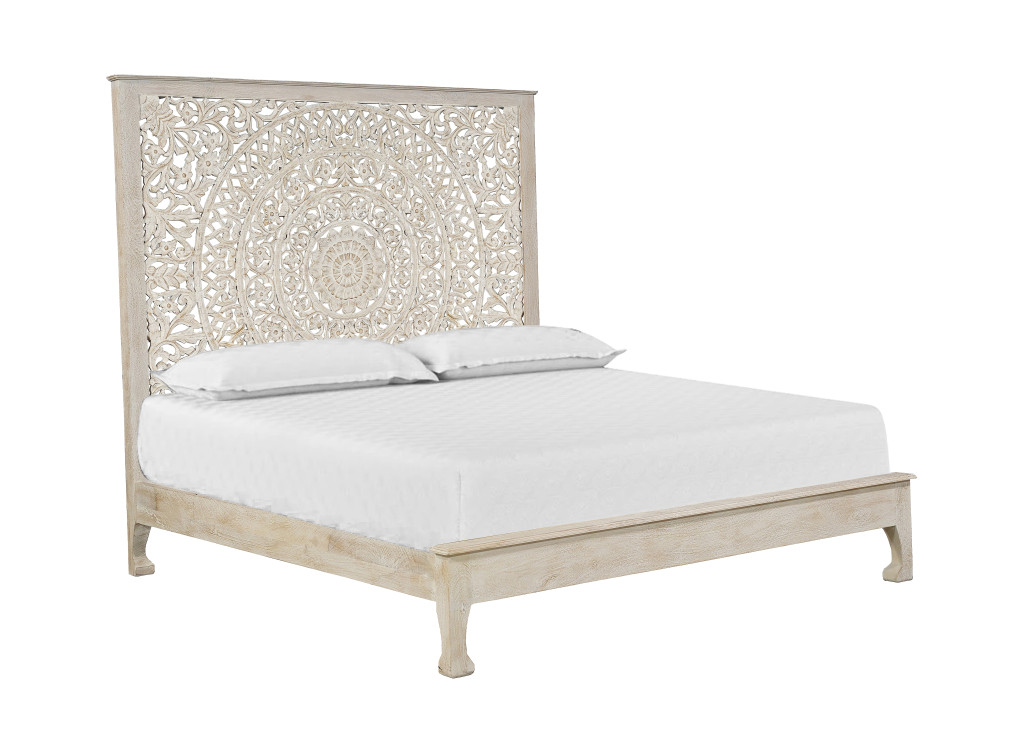 643649 3 Piece White Solid Wood Bedroom Set - King Size Mattress