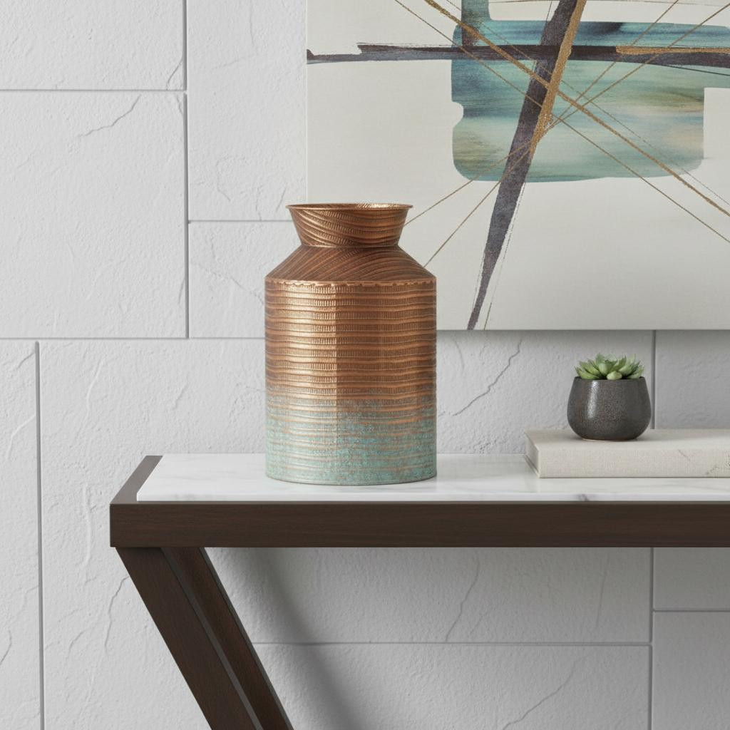 635607 9 in. Copper Cylinder Metal Jug Vase