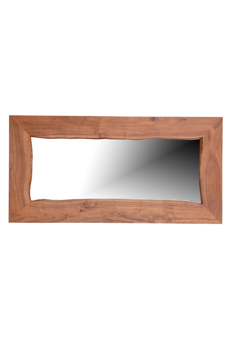 635806 24 in. Brown Solid Wood Freestanding & Wall Mount Accent Mirror