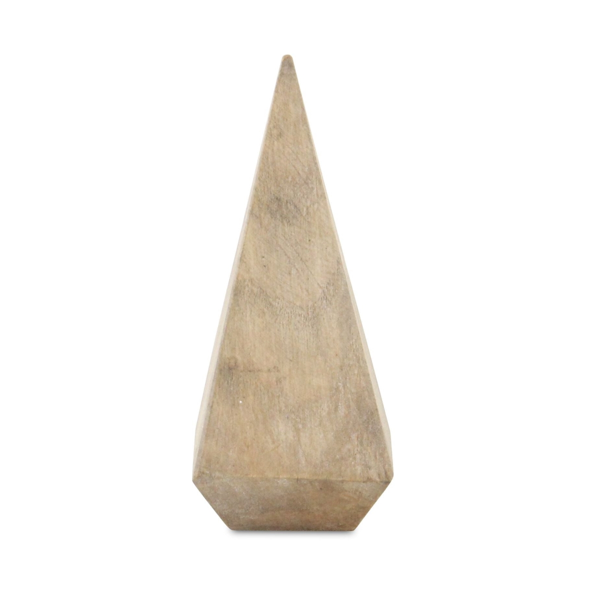 635608 6 in. Natural Solid Wood Pyramid Decorative Sculpture