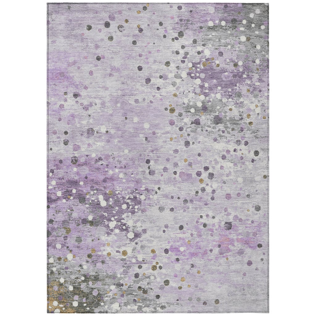 628853 10 x 14 ft. Lavender & Ivory Abstract Washable Transitional Indoor & Outdoor Rectangle Area Rug