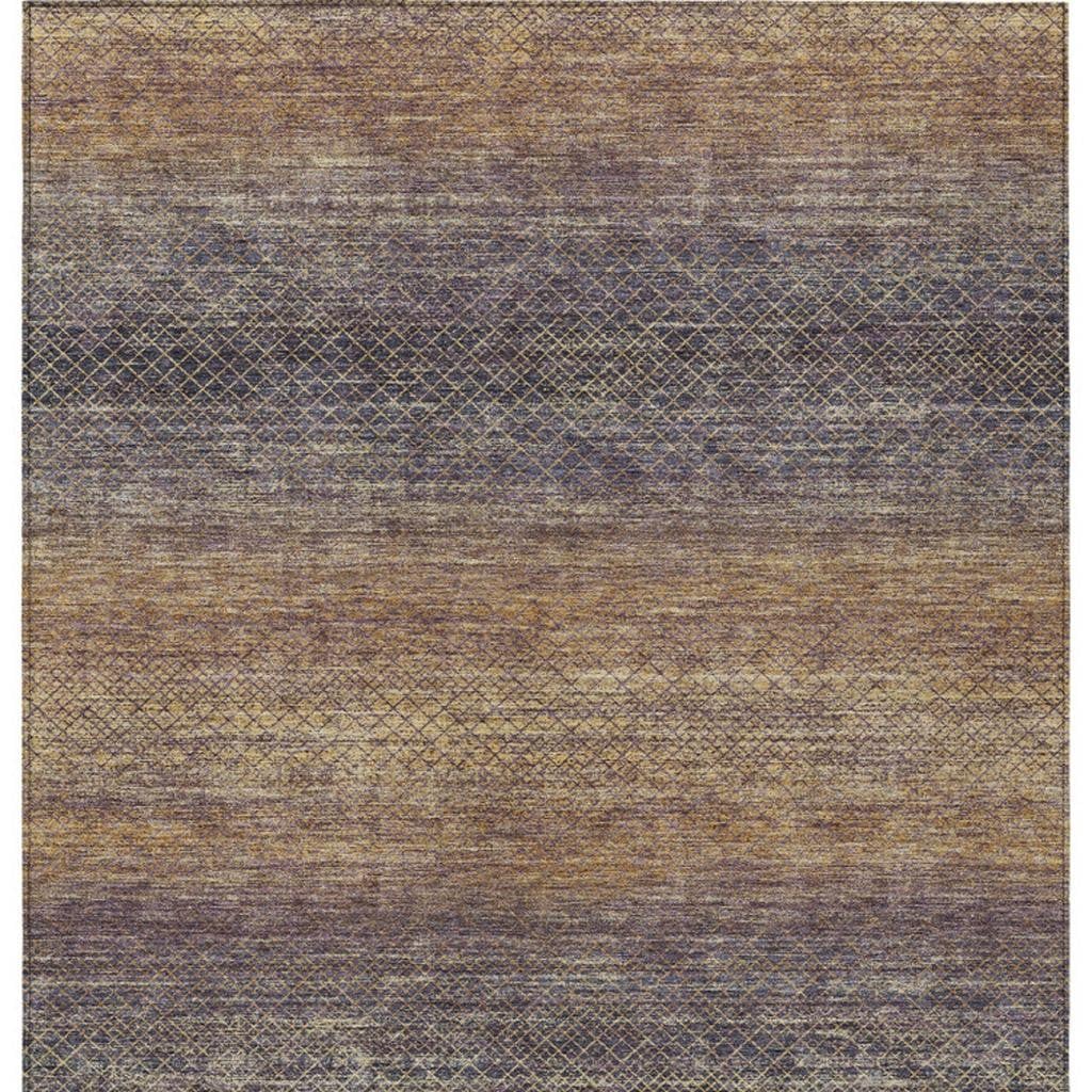 628803 8 x 10 ft. Eggplant & Brown Geometric Washable Transitional Indoor & Outdoor Rectangle Area Rug