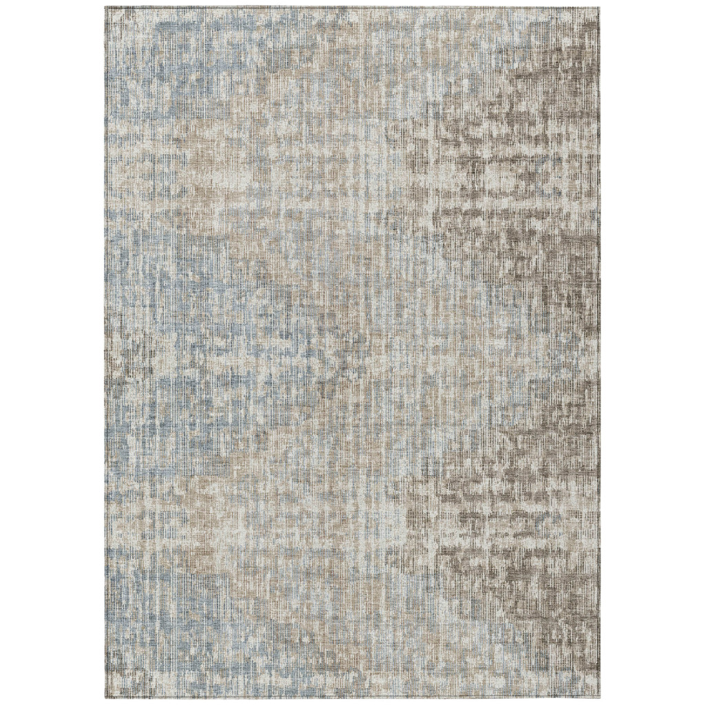 628518 3 x 5 ft. Beige & Gray Geometric Washable Transitional Indoor & Outdoor Rectangle Area Rug